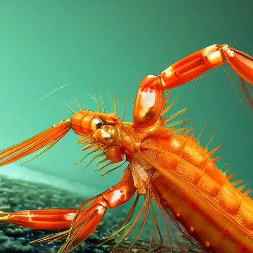 Image similar to the most beautiful neocaridina shrimp, diffuse lighting, intricate, elegant, highly detailed, lifelike, photorealistic, digital painting, illustration, concept art, smooth, sharp focus, A24!film cinematography, unreal engine, cinematic, hyper realism, high detail, octane render, dream like atmosphere 8k