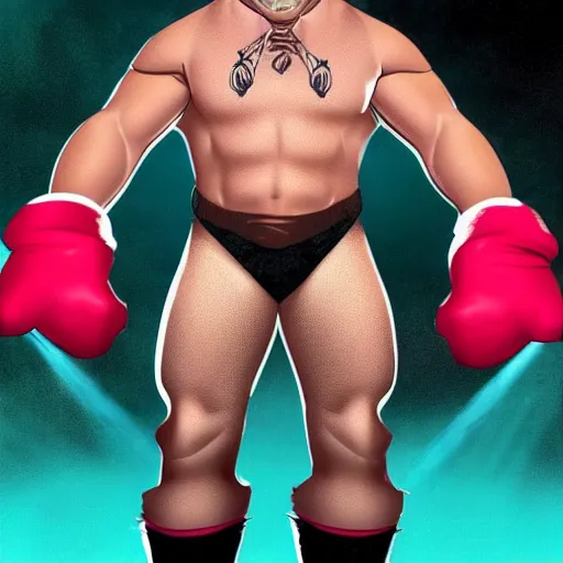 Image similar to Full body picture of Triple H as a Disney character in his in-ring gear, Disney, cartoon, Disney style