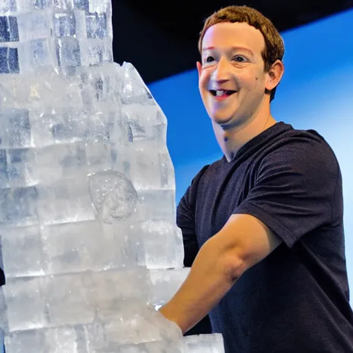 Image similar to an ice sculpture of Mark Zuckerberg