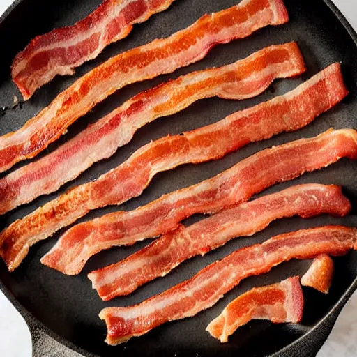 Image similar to bite sized bacon strips sizzling on a pan