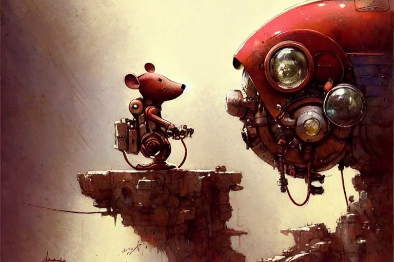 Image similar to adventurer ( ( ( ( ( 1 9 5 0 s retro future robot mouse explorer vehical. muted colors. ) ) ) ) ) by jean baptiste monge!!!!!!!!!!!!!!!!!!!!!!!!! chrome red