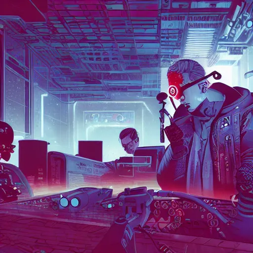 Prompt: a cyberpunk club by sebastian bakała and ward lindhout and bogna gawronska and jakub przybolewski and alicja uzarowska and kacper niepokolczycki and simon besombes and furio tedeschi and lea leonowicz