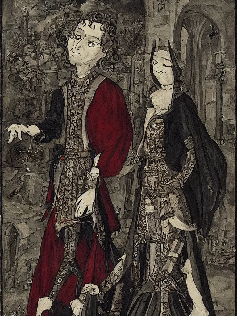 Prompt: a medieval nobleman by tim burton |