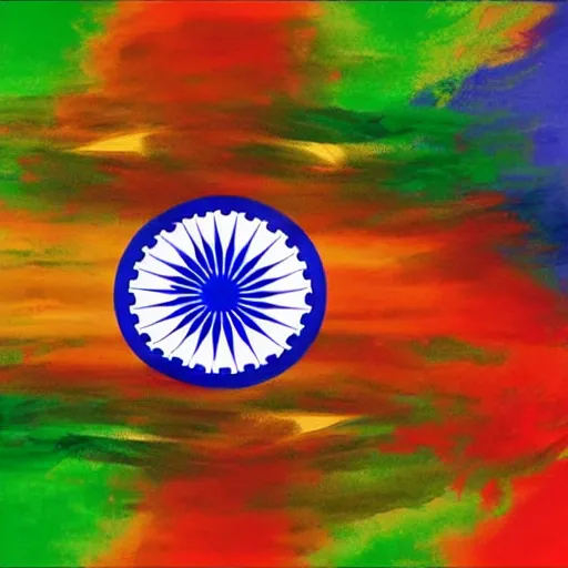 Prompt: a beautiful landscape in the colors of indian national flag