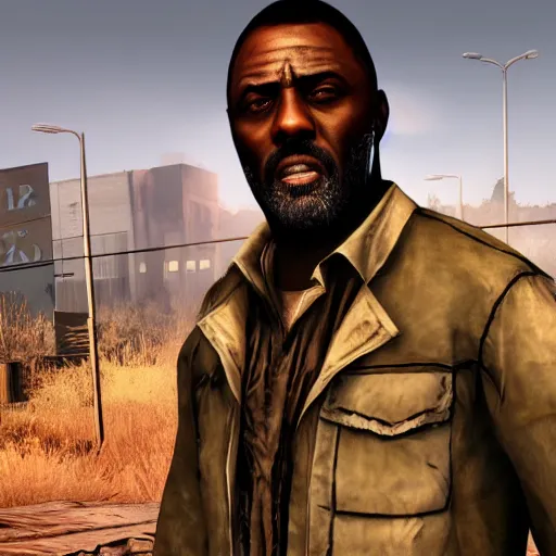 Image similar to Idris Elba as Lee Everett, The Walking Dead Game, 8k, high quality