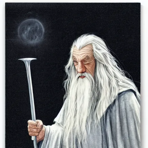 Prompt: Gandalf pondering his orb by Henry Gray