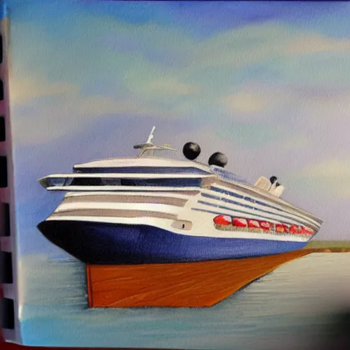 Prompt: a cruise ship bridge that has turned into a base and features a sketchbook, oil painting