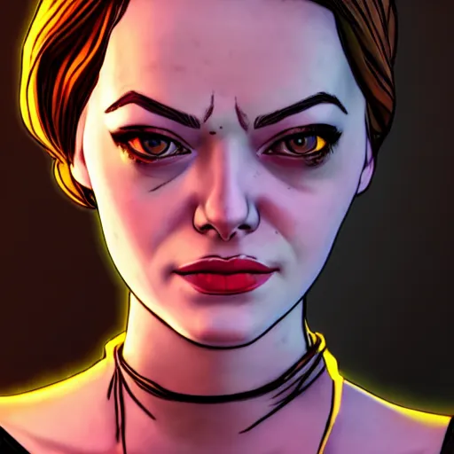 Image similar to emma stone carter portrait, borderlands, tales from the borderlands, the wolf among us, comic, cinematic lighting, studio quality, 8 k