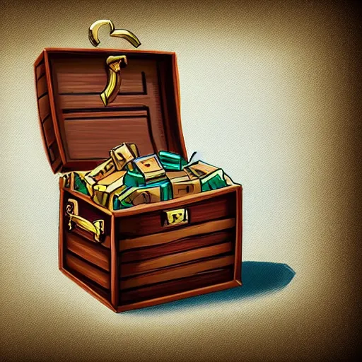 Prompt: treasure chest full of loot, fantasy