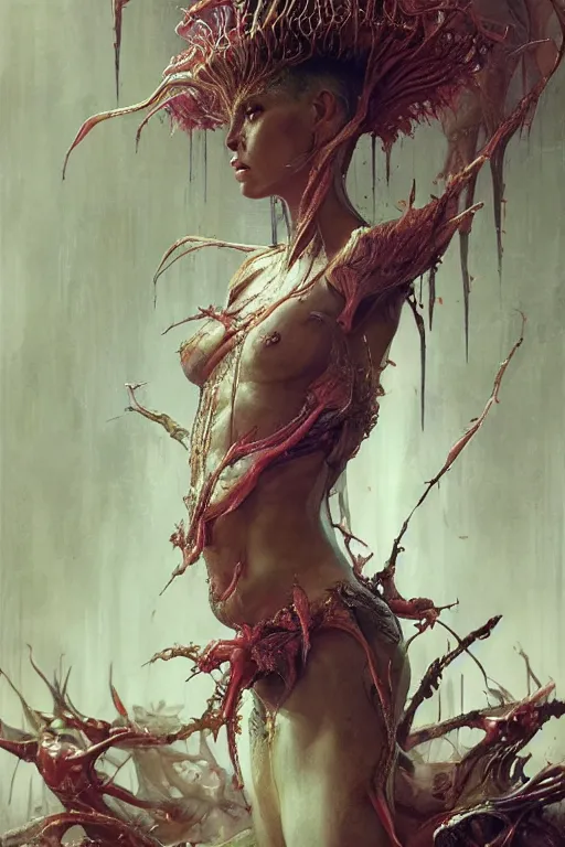 Image similar to Charlize Theron as Venus flytrap, intricate, highly detailed, smooth, artstation, digital illustration by Ruan Jia and Mandy Jurgens and Artgerm and Wayne Barlowe and Greg Rutkowski and Zdislav Beksinski