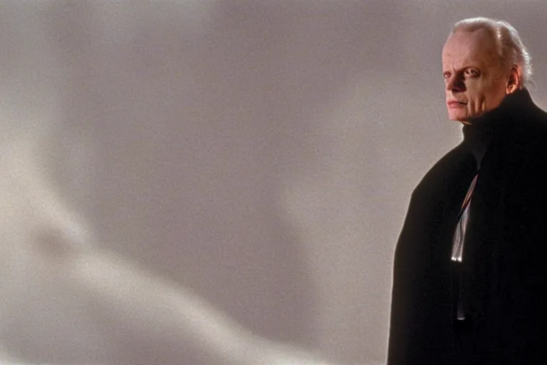 Prompt: (a cinematic still from return of the jedi!!), palpatine by Ian McDiarmid, masterpiece