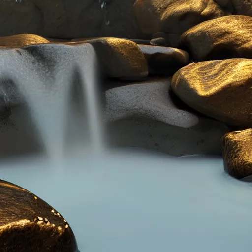 Prompt: water splashing over rocks, volumetric lighting, cinematic, detailed, raytracing, 4K ultra, award winning