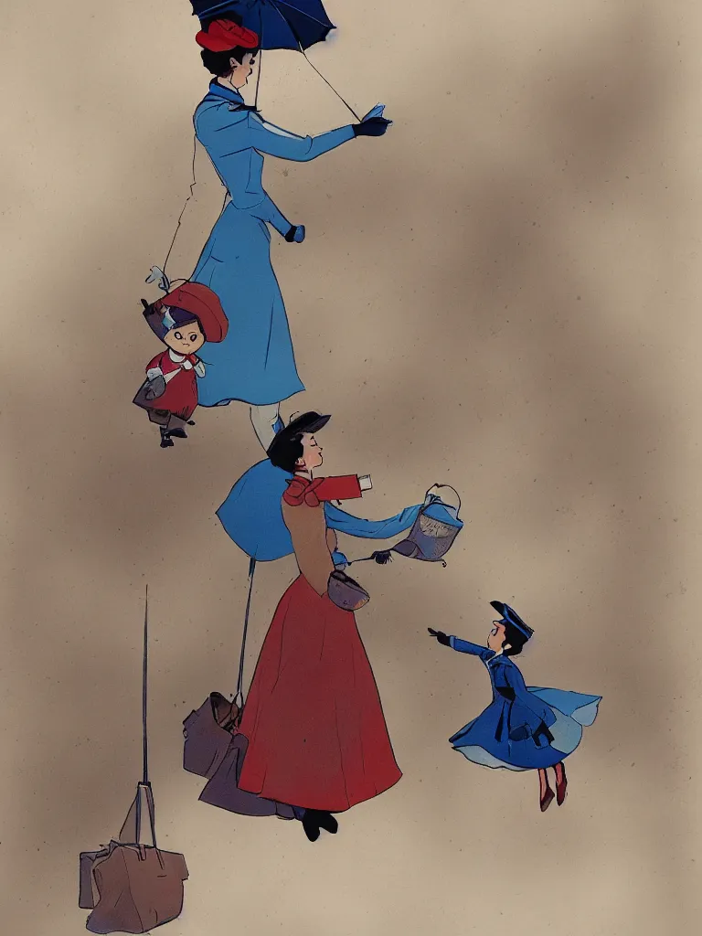 Prompt: mary poppins by disney concept artists, blunt borders, rule of thirds