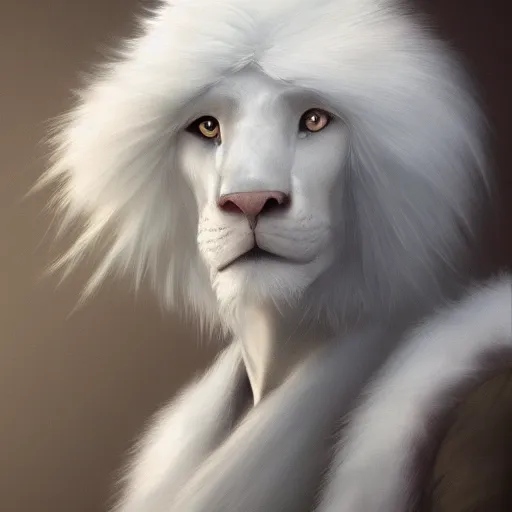 Image similar to portrait of a white panter with a very long fur and wizard hat, fantasy, trending on artstation, heroic pose, illustration, highly detailed, simple, 8k