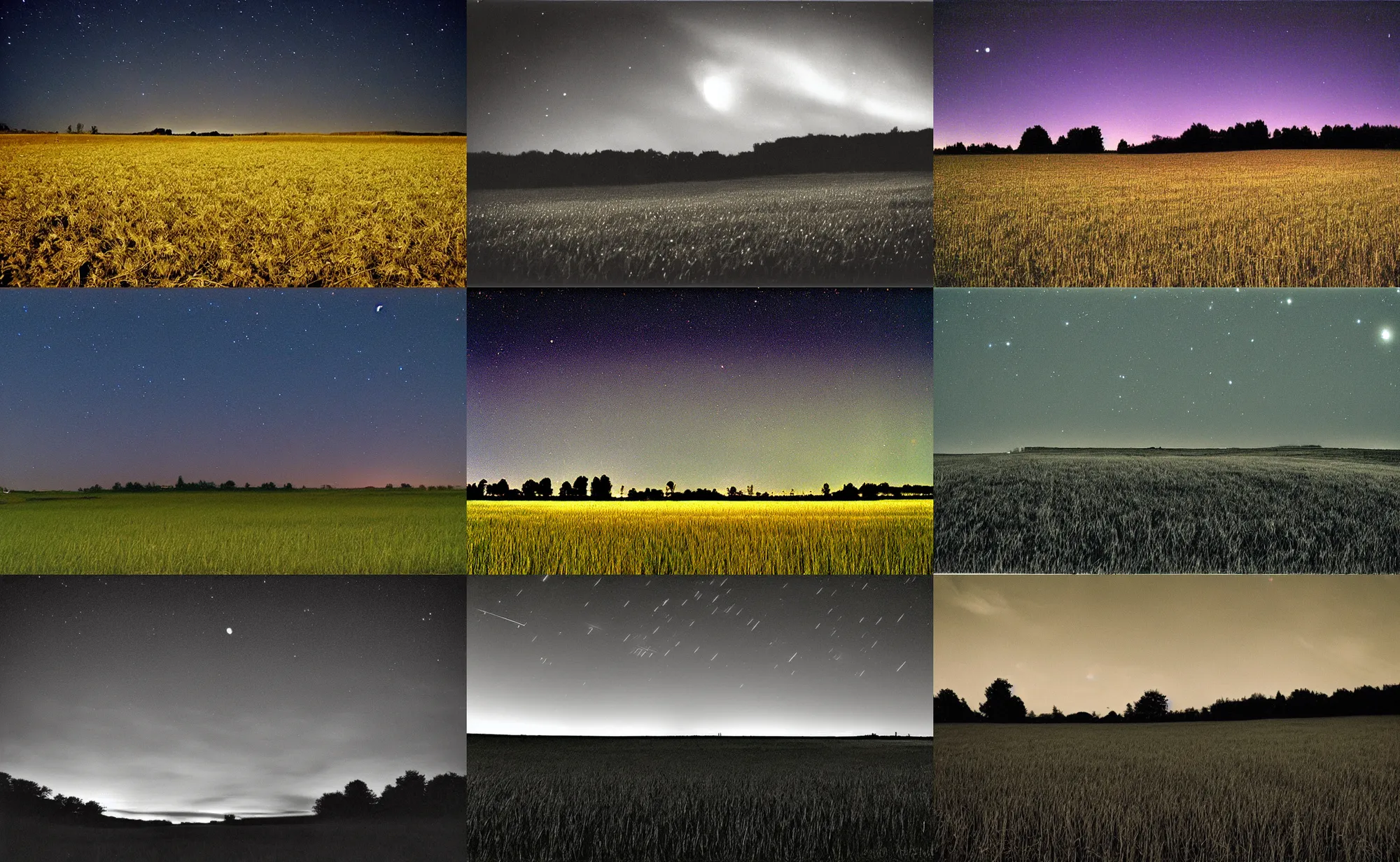 Prompt: falling sky, night, field, 2003 photo taken from phone
