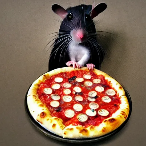 Image similar to hybrid of pizza and rat