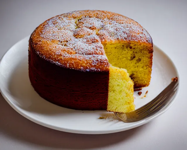 Image similar to dslr food photograph of a pineapple and banana cake, 8 5 mm f 1. 4