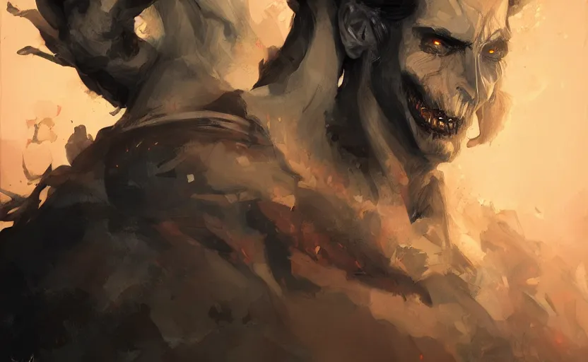 Prompt: A painting of Hades trending on artstation in the style of Greg Rutkowski