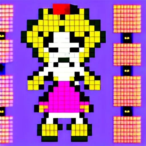 Image similar to spritsheet animation princess, pixel art