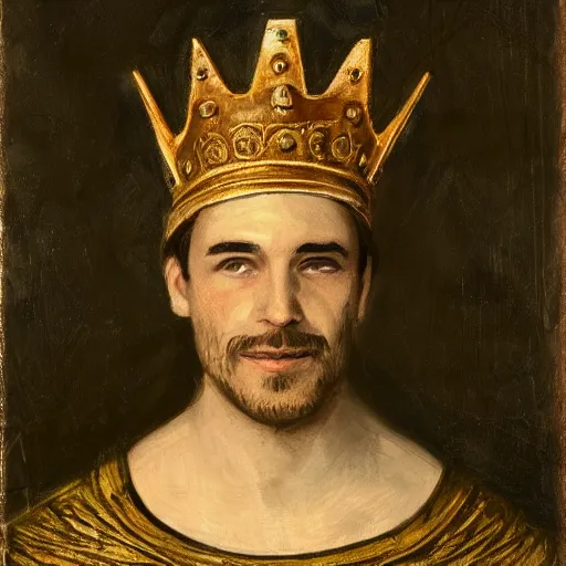 Prompt: man with a crown, smirk