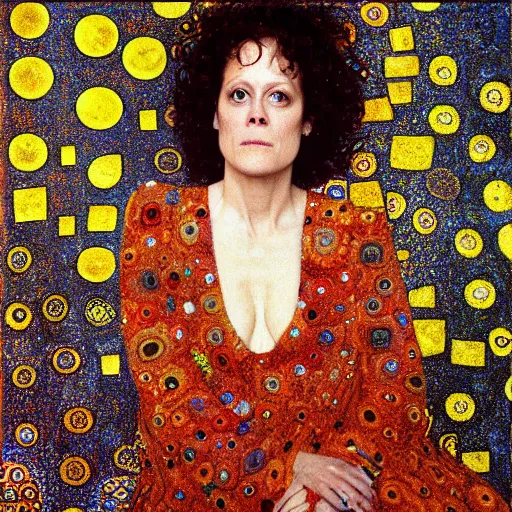 Prompt: portrait of sigourney weaver by klimt