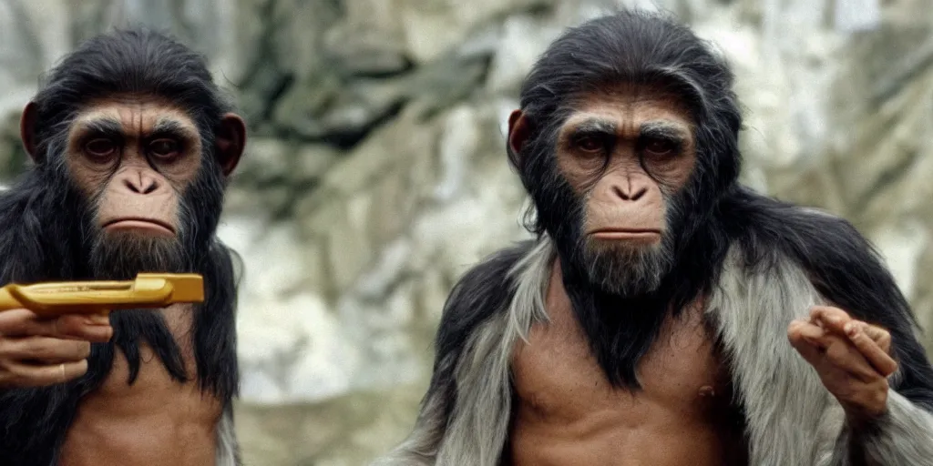 Image similar to film still of Tommy Chong in Planet of the Apes