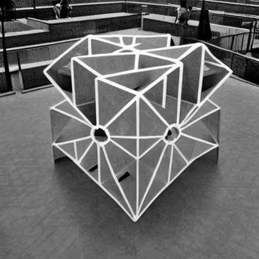 Image similar to hypercube by m. c. escher, art installation, photograph