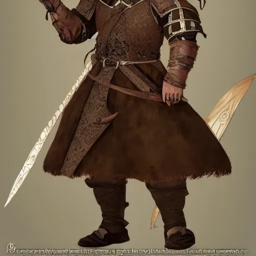 Prompt: 5 0 years old man : : brown hair, stubble beard : : decorated medieval clothing : : high detail, digital art, rpg, concept art, illustration