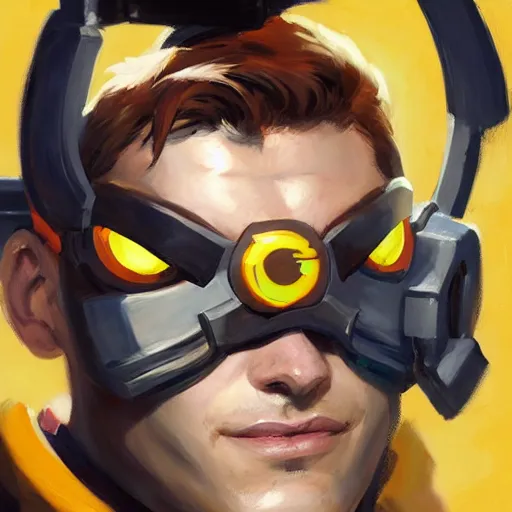 Image similar to greg manchess portrait painting of scott summers aka cyclops as overwatch character, medium shot, asymmetrical, profile picture, organic painting, sunny day, matte painting, bold shapes, hard edges, street art, trending on artstation, by huang guangjian and gil elvgren and sachin teng