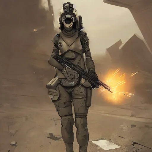 Prompt: futuristic female soldier, tactical assault, by maciej kuciara, mandy jurgens, 4 k