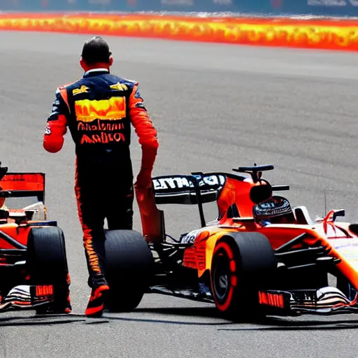 Image similar to max verstappen and lewis hamilton as best friends