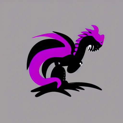 Image similar to very cute small purple dragon with well-designed head and four legs, 2d minimalism, logo, ink
