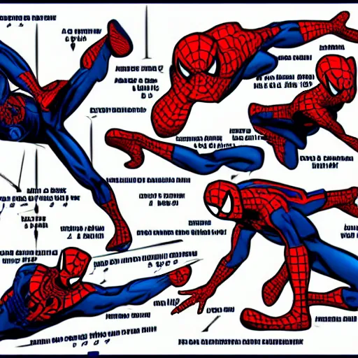 Image similar to detailed orthgraphic drawings and specs of Spider-Man's webshooters