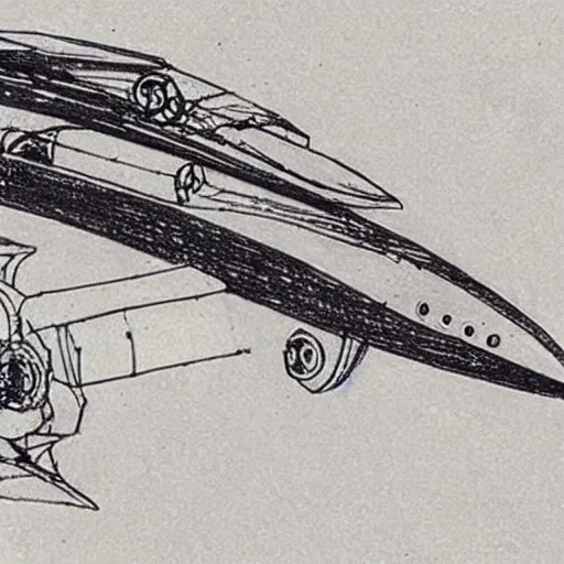 Prompt: a sketch art of a spaceship made by leonardo davinci