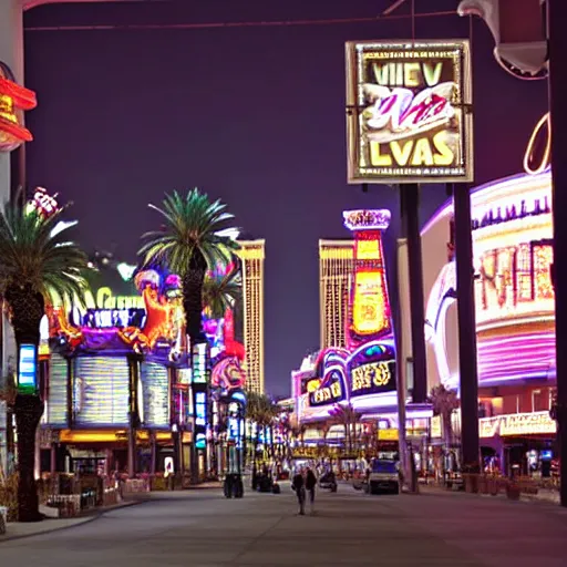 Prompt: i'm walking down las vegas boulevard at night