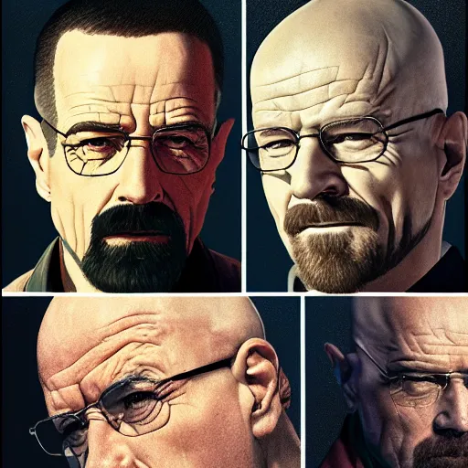 Image similar to breaking bad cast but younger, oil painting, octane render, 1 9 8 0 s camera, portrait