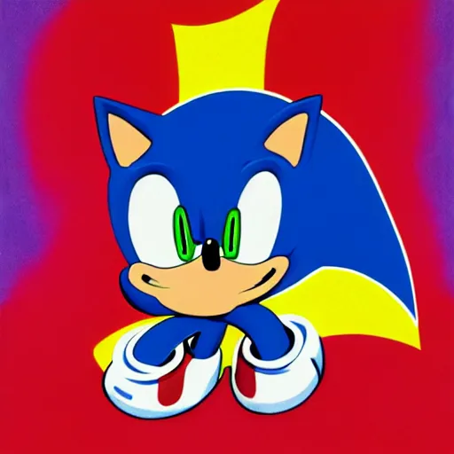 Image similar to sonic the hedgehog as imagined by peter max