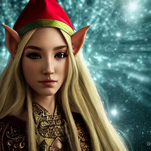 Image similar to beautiful elf with ornate robes, highly detailed, 4k, HDR, smooth, sharp focus, hyper realistic, high resolution