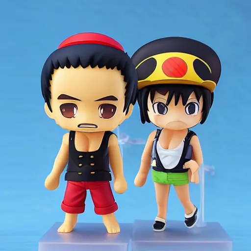 Image similar to high quality portrait flat matte painting of one piece in the style of nendoroid and Toon toys , flat anime style, thick painting, medium close-up