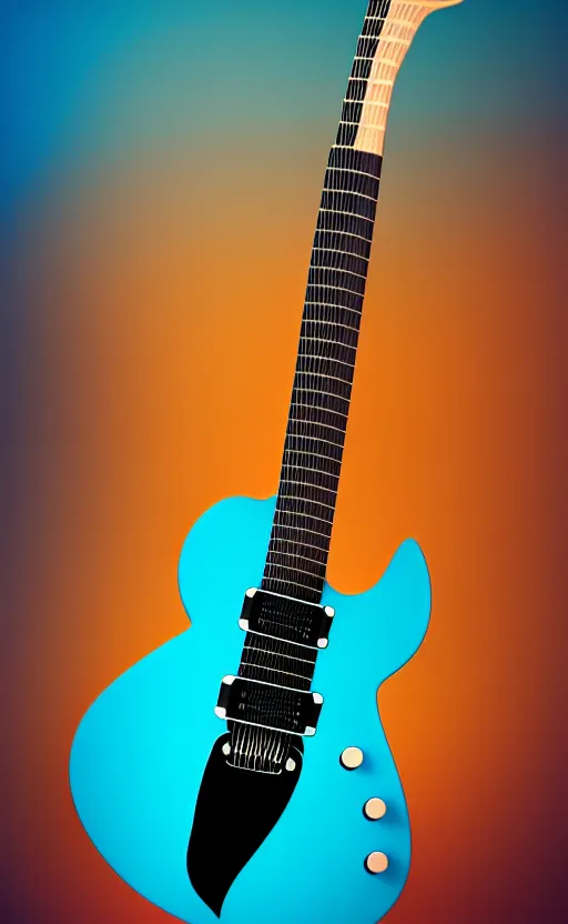 Image similar to award winning photograph of an electric guitar shaped as a bird of paradise, teal colors, 3 d hyperrealistic 8 k image style, detailed render, stunning studio photograph with dramatic lighting, depth of field