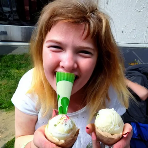 Prompt: garlic ice - cream was her favorite