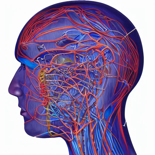 Prompt: the anatomy of a human/computer system by Alex Grey, highly detailed, aesthetic, 8K