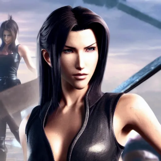 Prompt: Jacqueline MacInnes Wood as Tifa Lockhart in Final Fantasy VII Remake