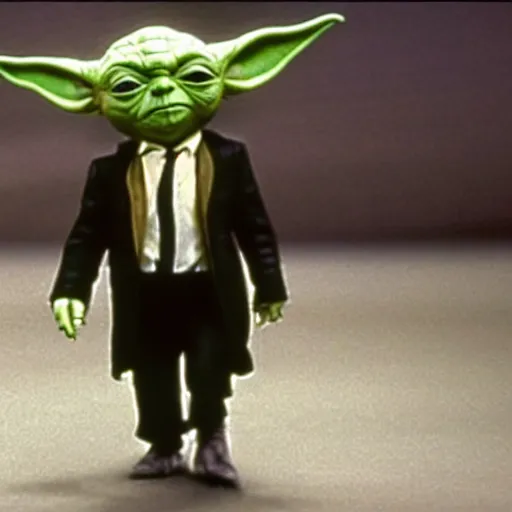 Image similar to yoda wearing a suit as the main protagonist in the film reservoir dogs