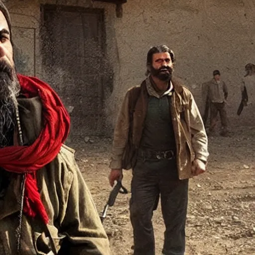 Image similar to kurdish communist in a movie directed by christopher nolan, movie still frame, promotional image, imax 7 0 mm footage