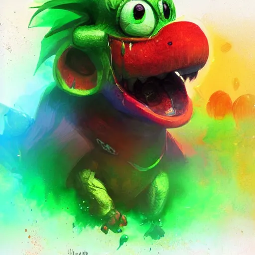 Prompt: rainbow corrupted yoshi, greg rutkowski