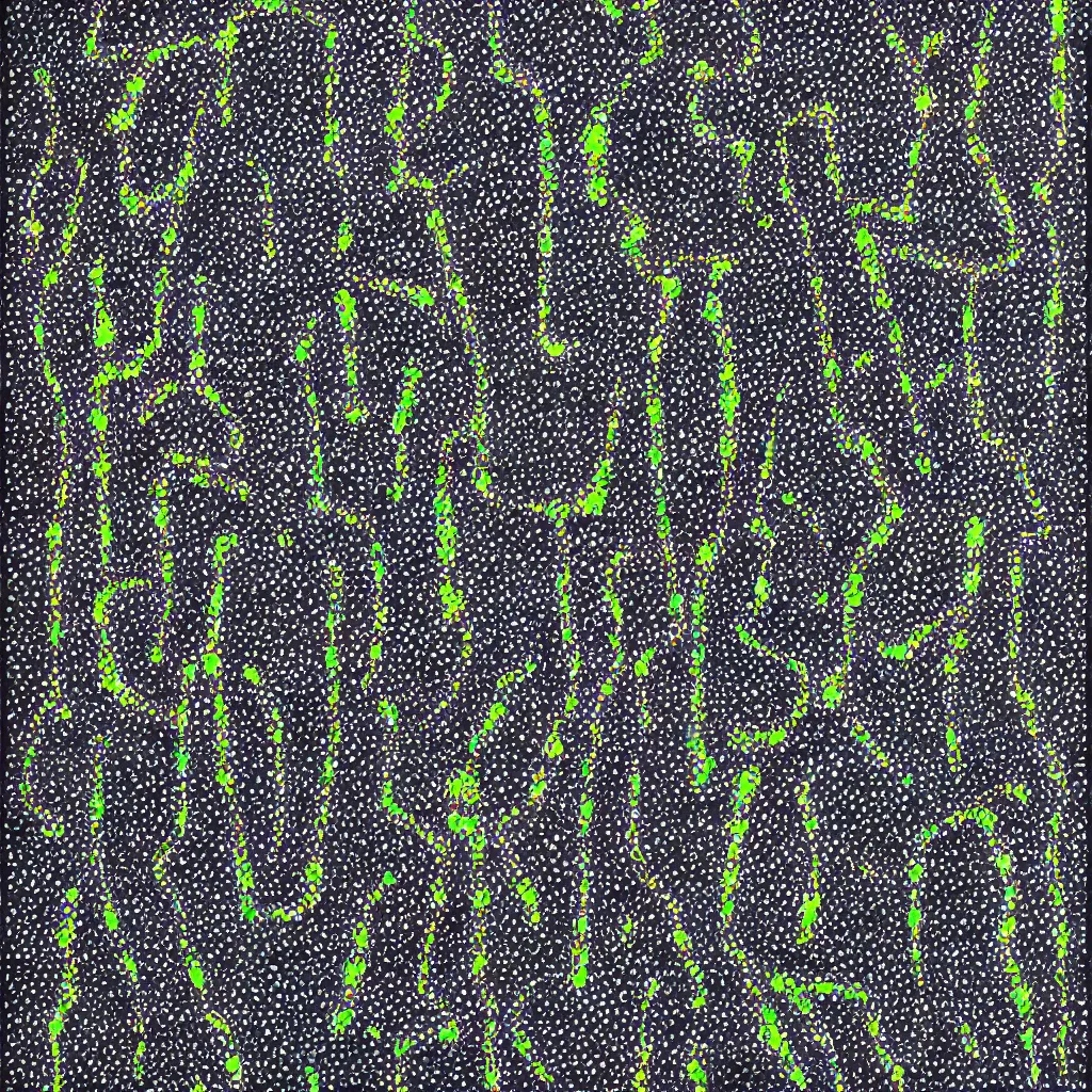 Image similar to camo made of out fabric, smiling, abstract, maya bloch artwork, do hoang tuong artwork, cryptic, dots, stipple, lines, splotch, concrete, color tearing, uranium, neon, pitch bending, faceless people, dark, ominous, eerie, minimal, points, technical, painting