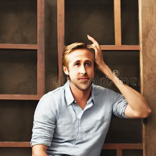 Image similar to Ryan Gosling in stock photos, bright, studio photo