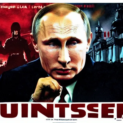 Prompt: putin is a monster, movie poster in the style of drew struzan