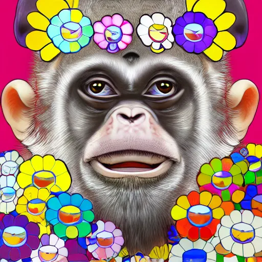 Image similar to the portait of a primate by takashi murakami, digital art, 4 k, detailed